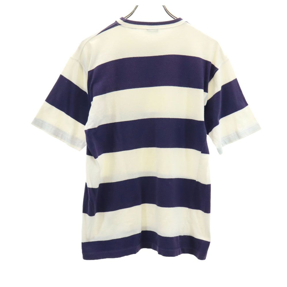Cross Creek クロスクリーク 90s USA製 オールド ボーダー柄 半袖 Tシャツ M ネイビー×ホワイト 胸ポケット メンズ