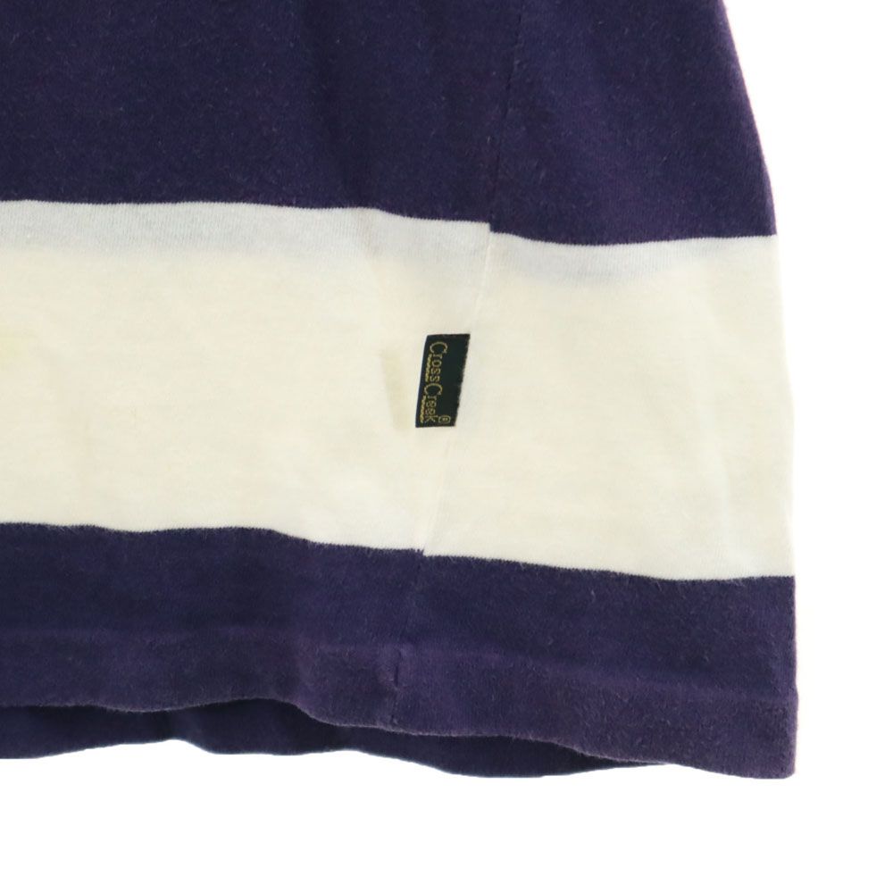 Cross Creek クロスクリーク 90s USA製 オールド ボーダー柄 半袖 Tシャツ M ネイビー×ホワイト 胸ポケット メンズ