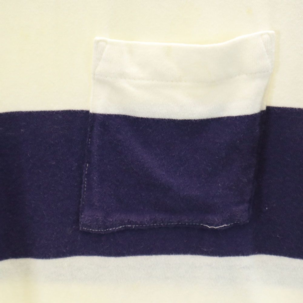 Cross Creek クロスクリーク 90s USA製 オールド ボーダー柄 半袖 Tシャツ M ネイビー×ホワイト 胸ポケット メンズ