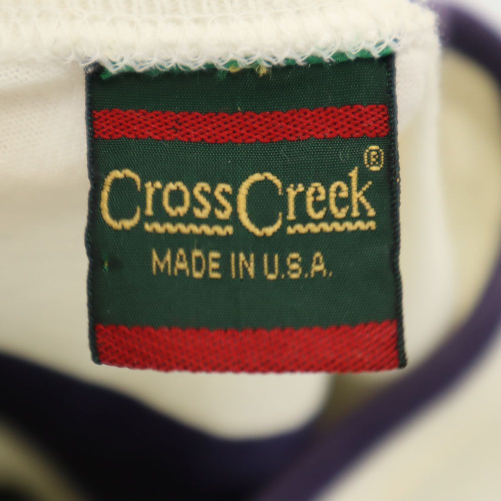 Cross Creek クロスクリーク 90s USA製 オールド ボーダー柄 半袖 Tシャツ M ネイビー×ホワイト 胸ポケット メンズ