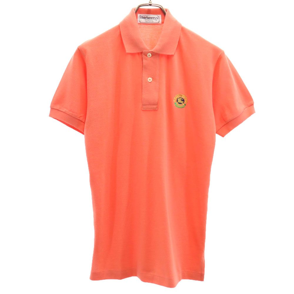 Burberrys バーバリーズ 90s オールド 半袖 ポロシャツ S オレンジ系 OF LONDON 鹿の子地 メンズ