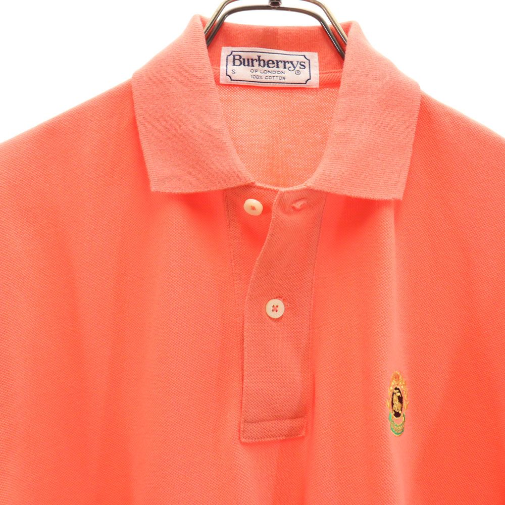 Burberrys バーバリーズ 90s オールド 半袖 ポロシャツ S オレンジ系 OF LONDON 鹿の子地 メンズ