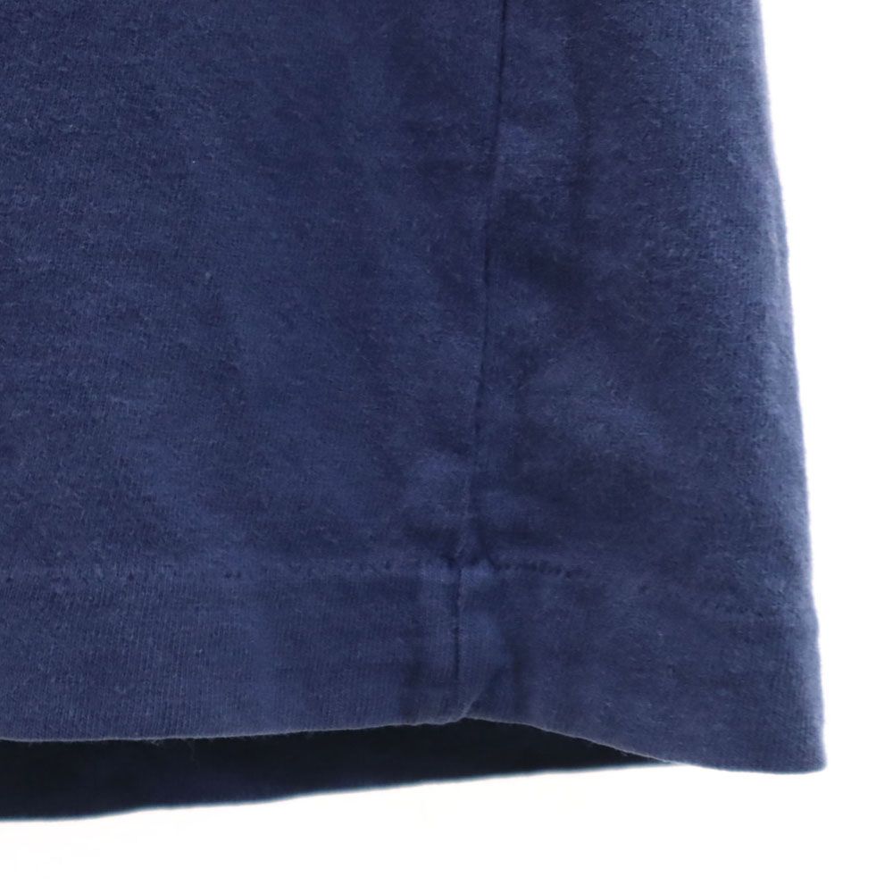 アディダス 90s デサント製 AMT-6600 オールド プリント 半袖 スキッパー ポロシャツ M-L ネイビー系 adidas メンズ