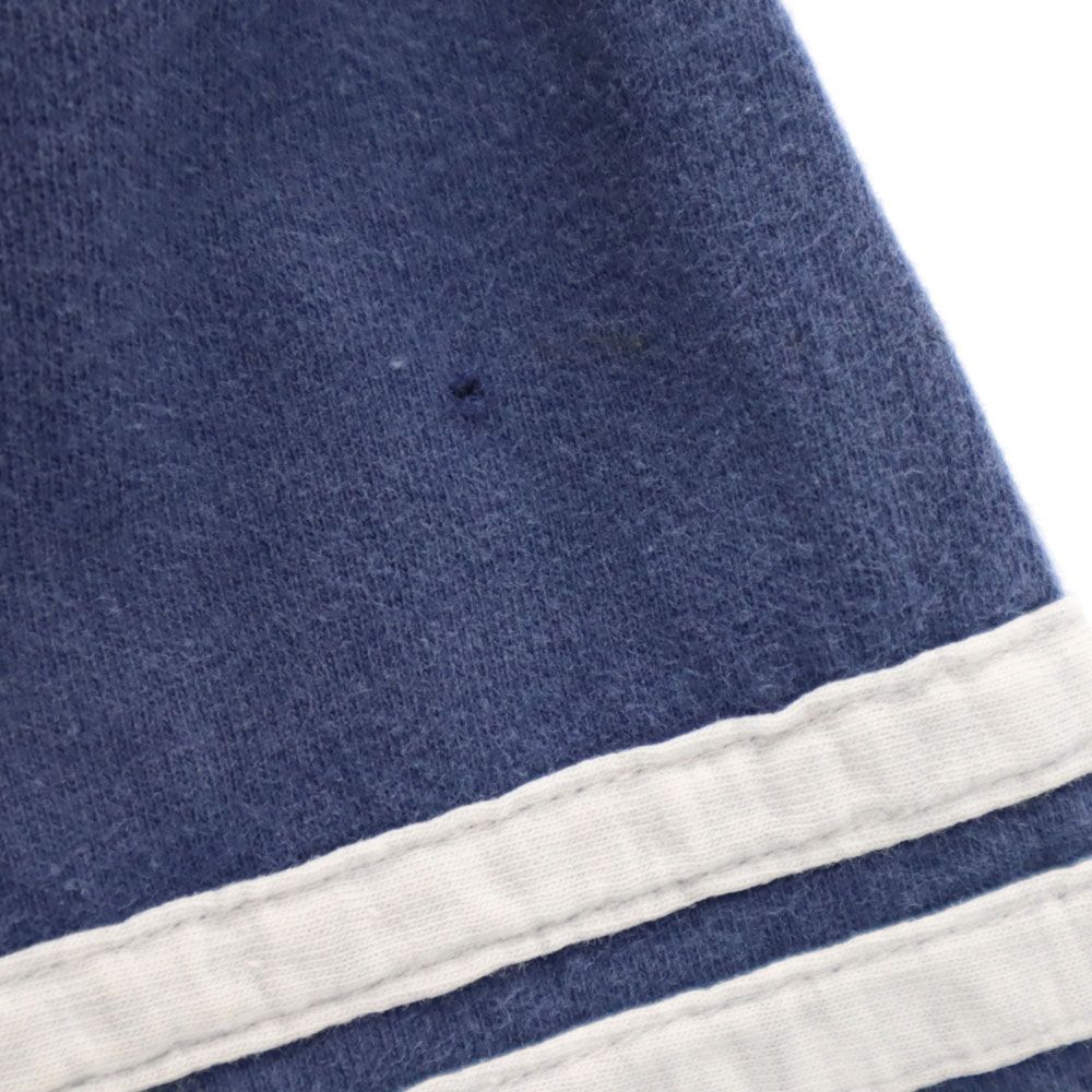 アディダス 90s デサント製 AMT-6600 オールド プリント 半袖 スキッパー ポロシャツ M-L ネイビー系 adidas メンズ