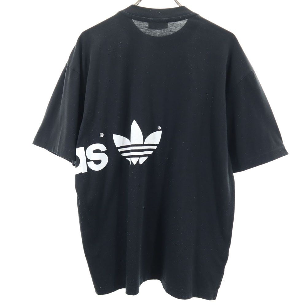 アディダス オールド 両面プリント トレフォイルロゴ 半袖 Tシャツ L ブラック adidas メンズ