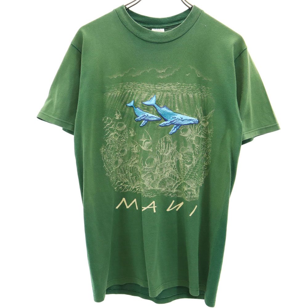 ジャージーズ 90s USA製 オールド プリント 半袖 Tシャツ M グリーン系 JERZEES メンズ