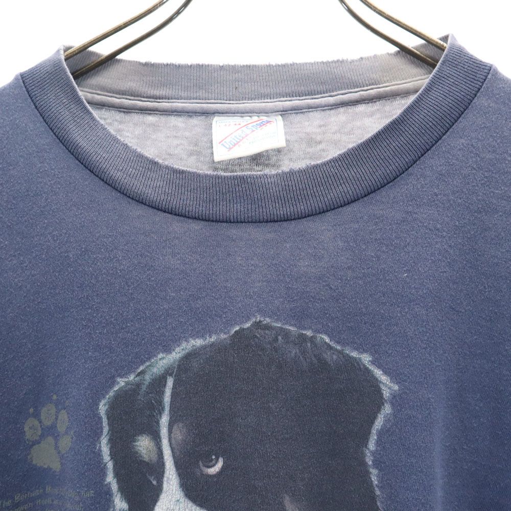 ユナイテッドスポーツ 90s オールド プリント 半袖 Tシャツ L ネイビー系 United Sports メンズ