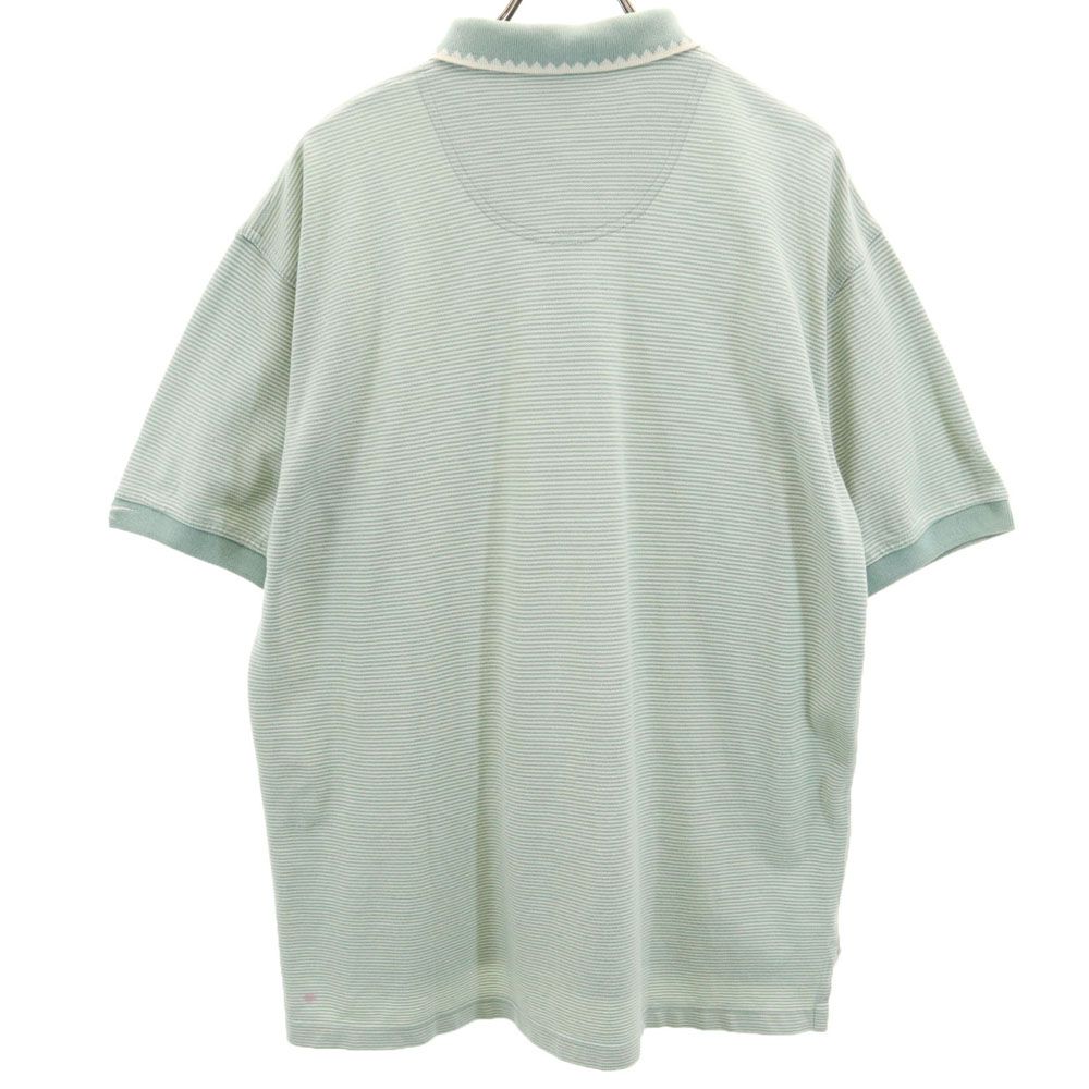 リーボックゴルフ ボーダー ゴルフ 半袖 ポロシャツ M グリーン系 ReebokGOLF 鹿の子 メンズ