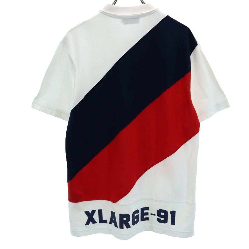 XLARGE エクストララージ バックプリント 半袖 ポロシャツ M ホワイト 鹿の子 メンズ