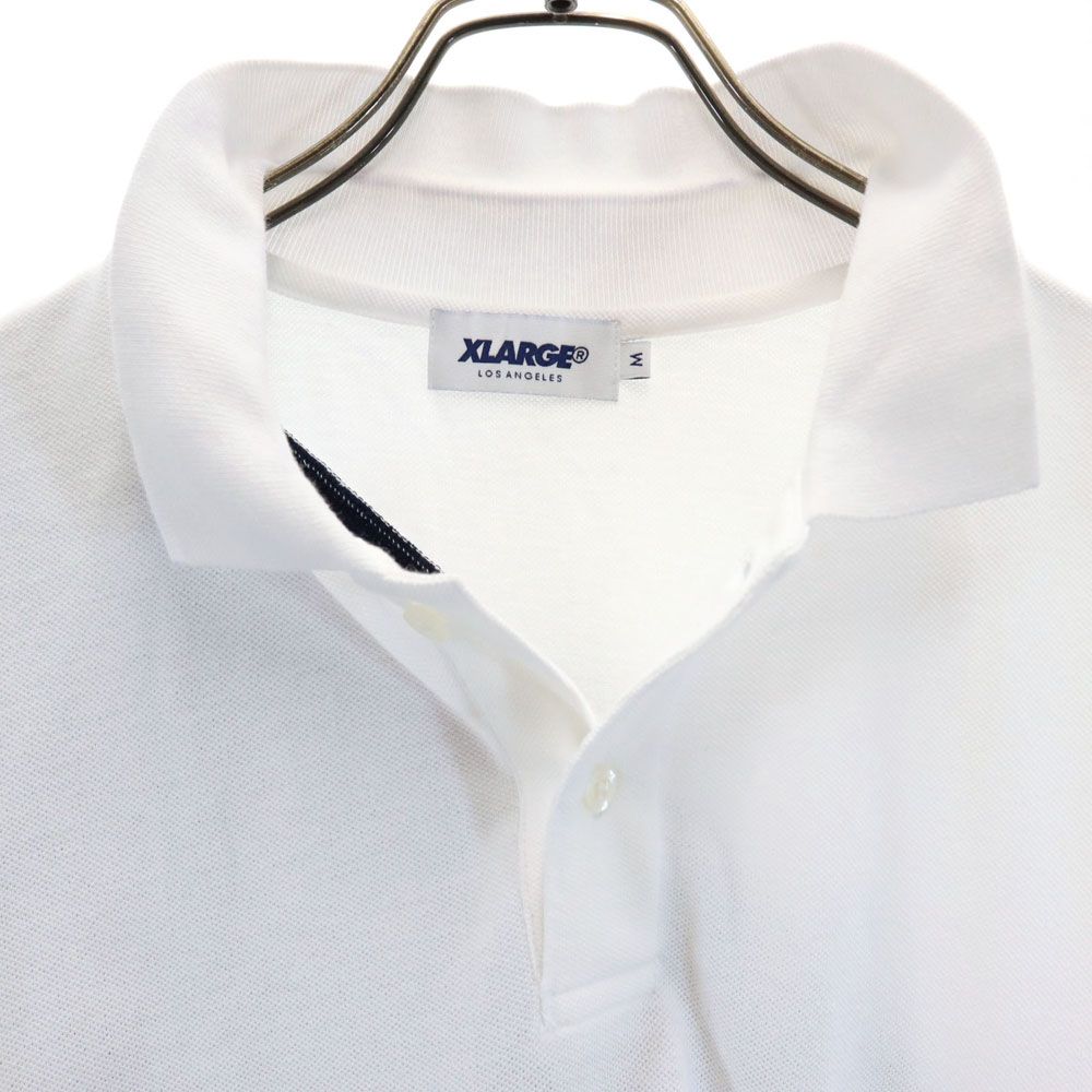 XLARGE エクストララージ バックプリント 半袖 ポロシャツ M ホワイト 鹿の子 メンズ