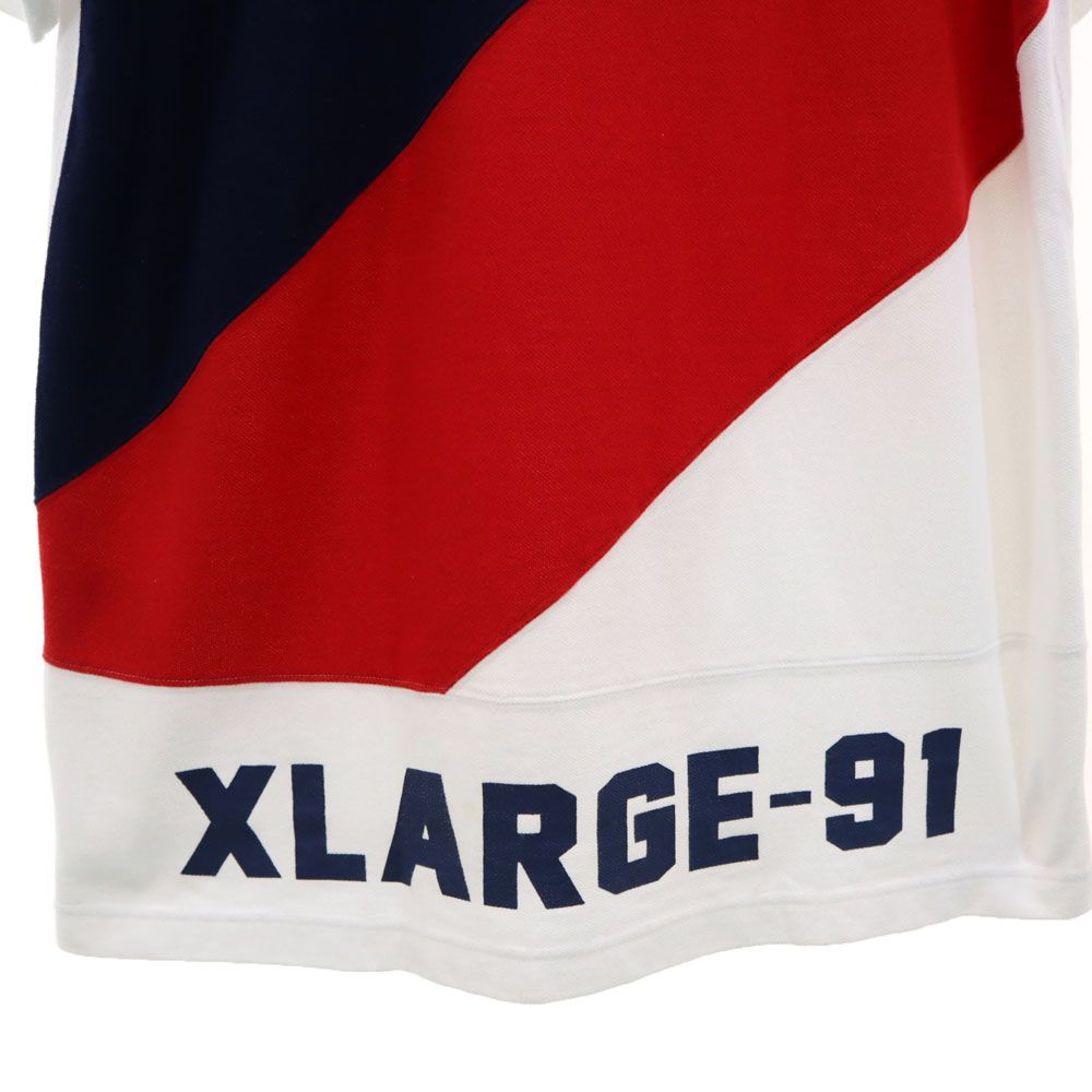 XLARGE エクストララージ バックプリント 半袖 ポロシャツ M ホワイト 鹿の子 メンズ
