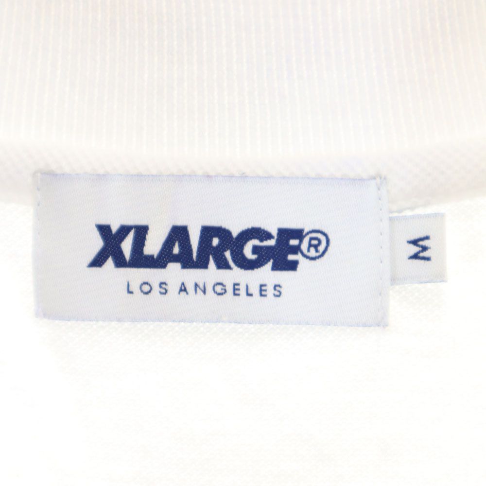 XLARGE エクストララージ バックプリント 半袖 ポロシャツ M ホワイト 鹿の子 メンズ