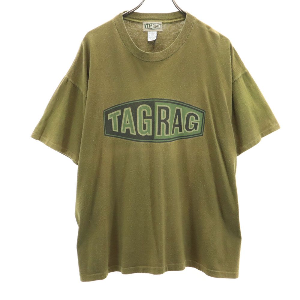 TAGRAG 90s USA製 オールド プリント 半袖 Tシャツ ONE カーキ メンズ