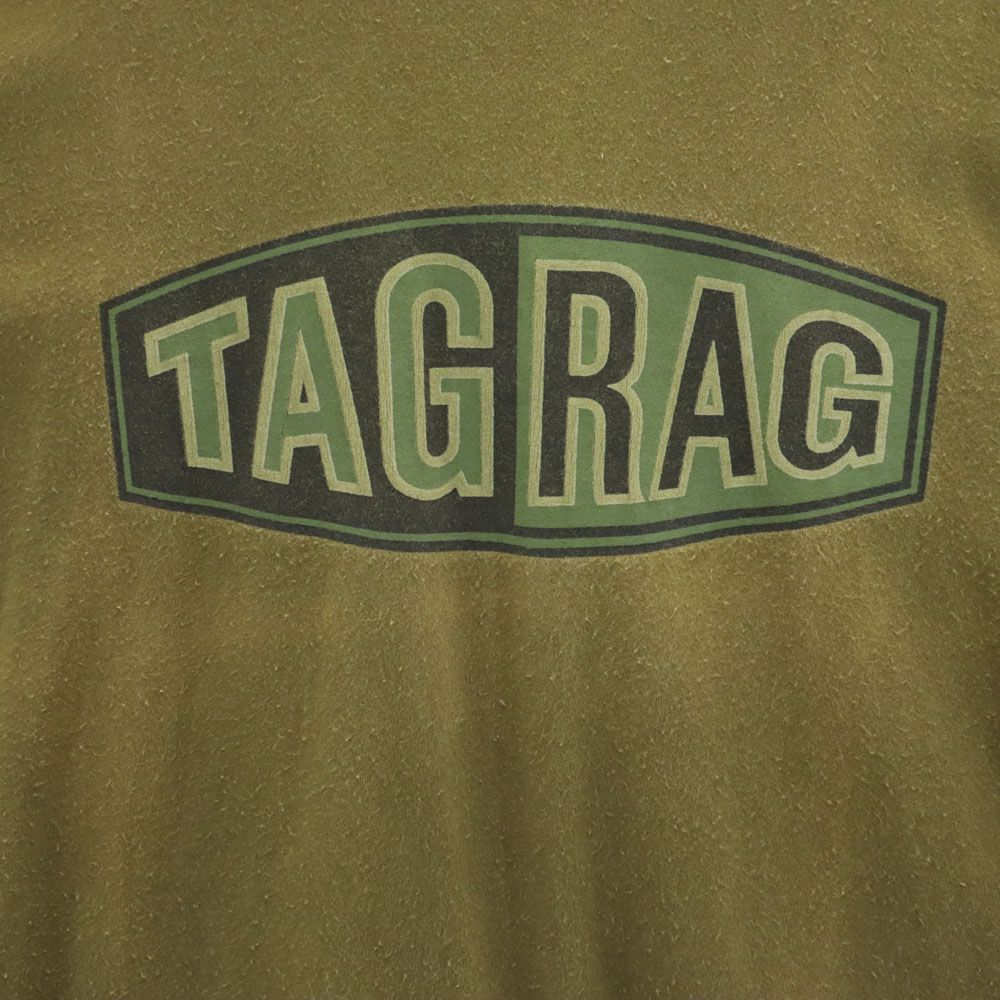 TAGRAG 90s USA製 オールド プリント 半袖 Tシャツ ONE カーキ メンズ
