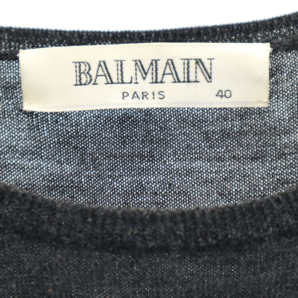 BALMAIN バルマン 半袖 毛 Tシャツ 40 グレー レディース
