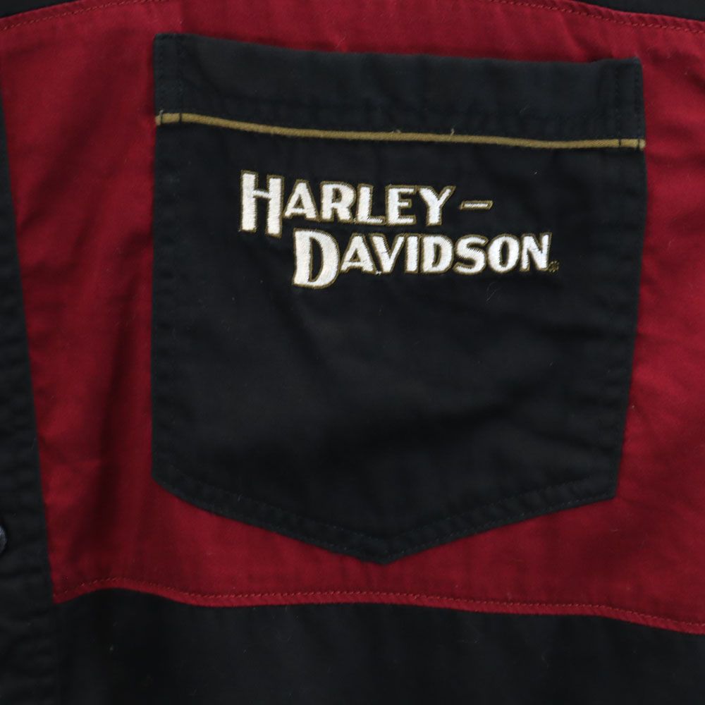 HARLEY DAVIDSON ハーレーダビッドソン バックプリント 半袖 ボタンダウンシャツ XL ブラック系 メンズ