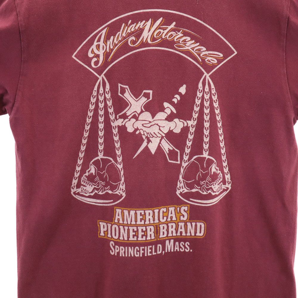 INDIAN MOTORCYCLE インディアンモトサイクル バックプリント 半袖 Tシャツ ボルドー系 メンズ