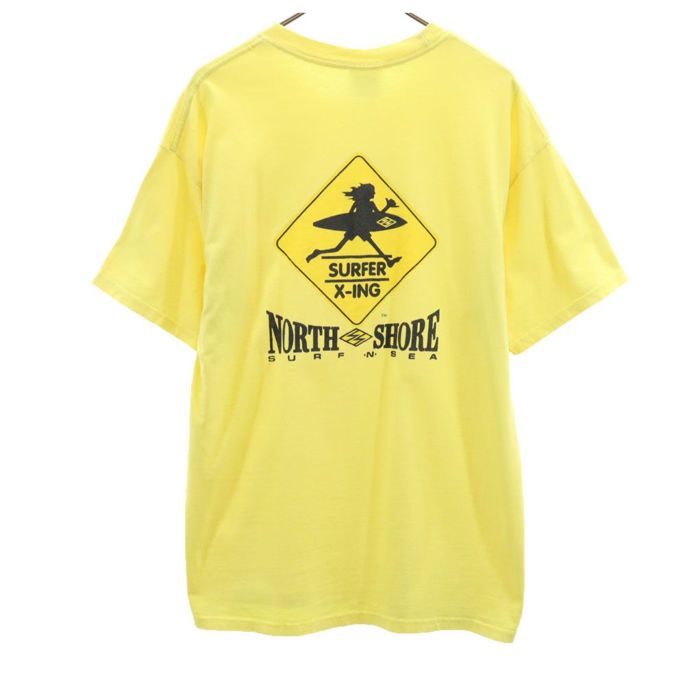 Hanes ヘインズ 90s オールド バックプリント 半袖 Tシャツ L イエロー メンズ