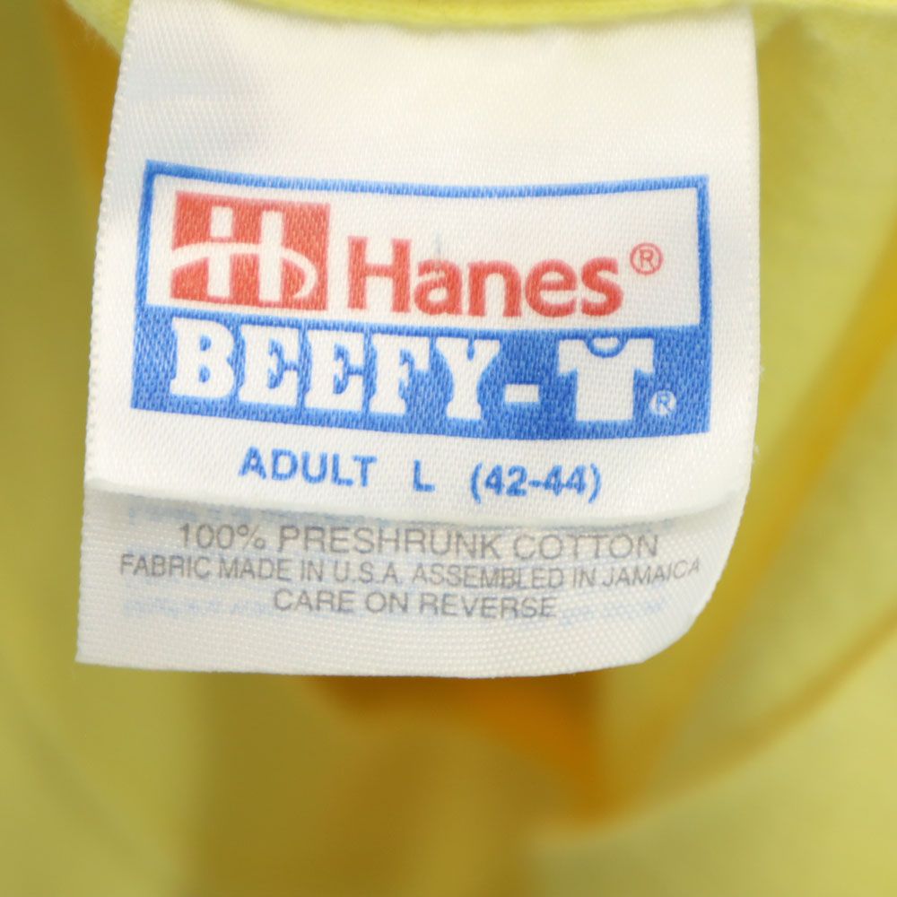 Hanes ヘインズ 90s オールド バックプリント 半袖 Tシャツ L イエロー メンズ