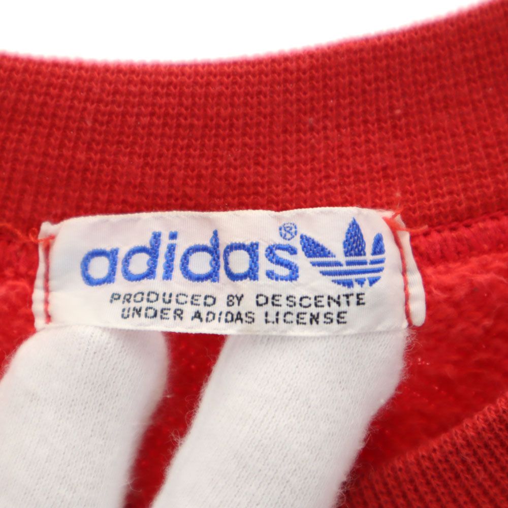 アディダス 70s 80s デサント製 ヴィンテージ トレフォイルロゴ 半袖 Tシャツ O レッド系 adidas メンズ
