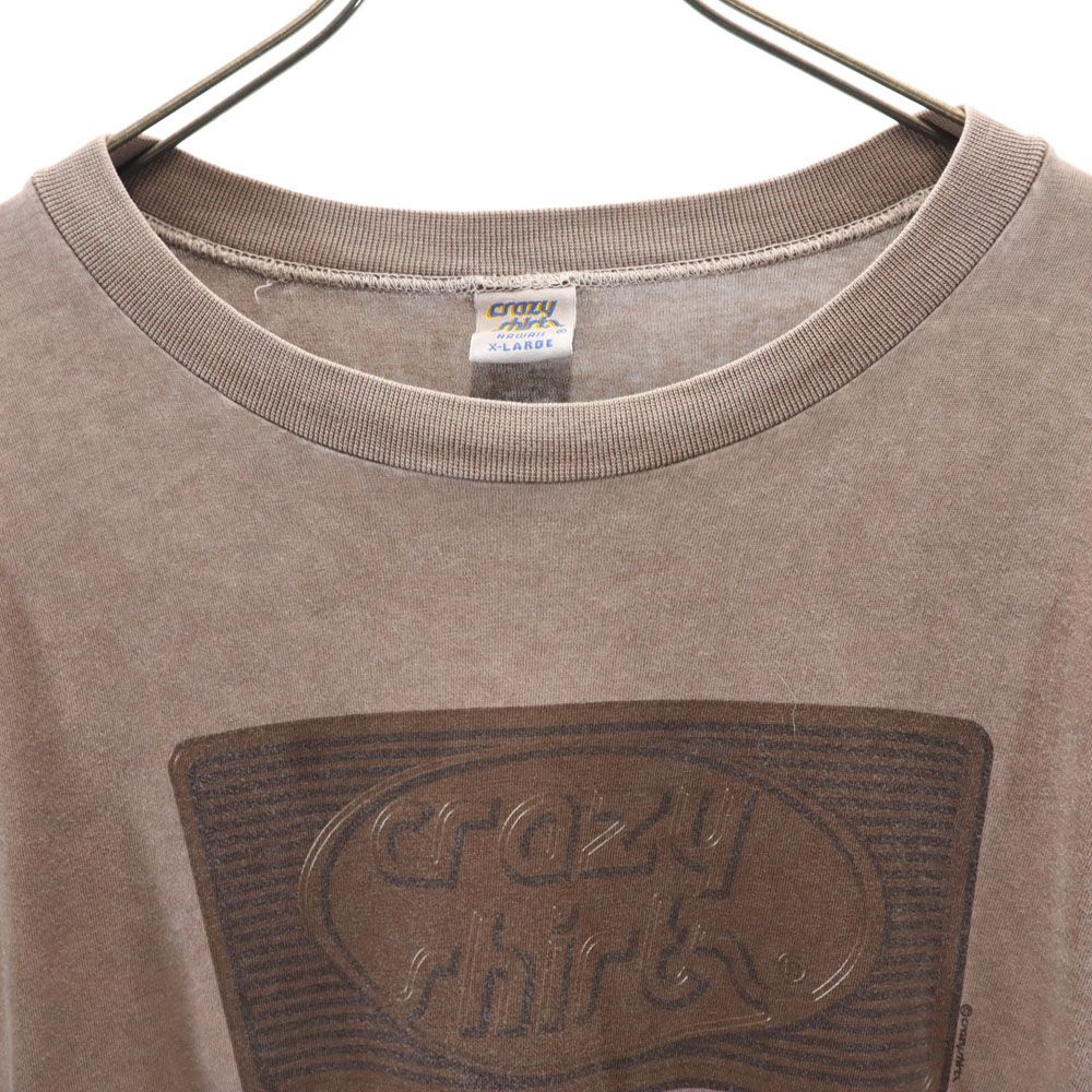 クレイジーシャツ 90s USA製 オールド 半袖 Tシャツ XL ブラウン系 Crazy Shirt メンズ