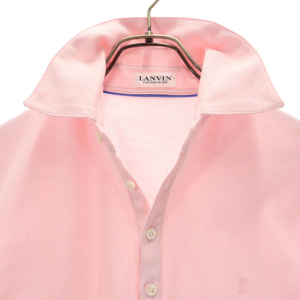 LANVIN LA COLLECTION ランバンコレクション 日本製 半袖 ポロシャツ M ピンク系 鹿の子 メンズ