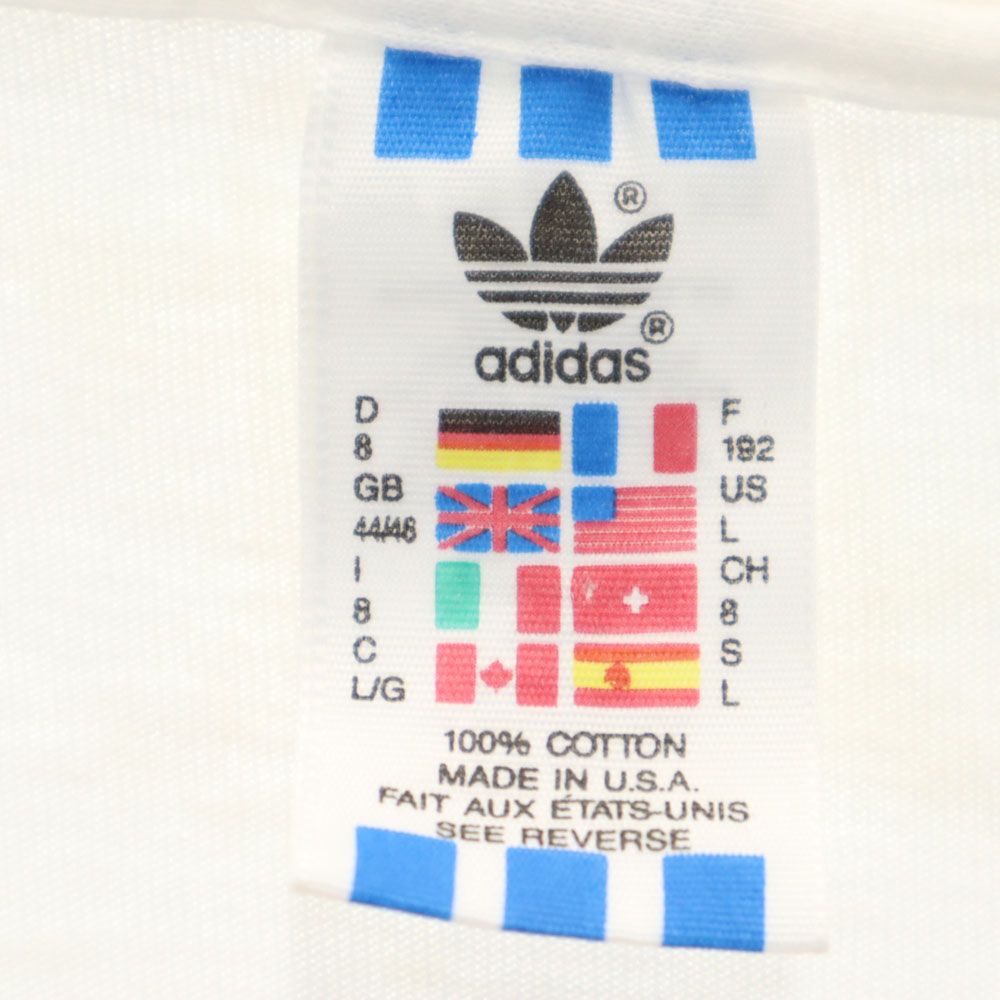 adidas アディダス 90s USA製 オールド プリント 半袖 Tシャツ L ホワイト メンズ