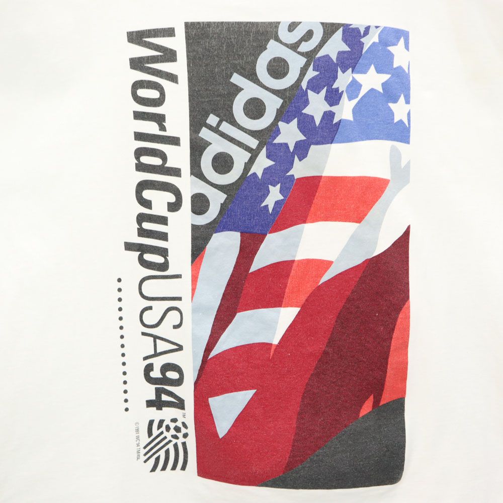 adidas アディダス 90s USA製 オールド プリント 半袖 Tシャツ L ホワイト メンズ