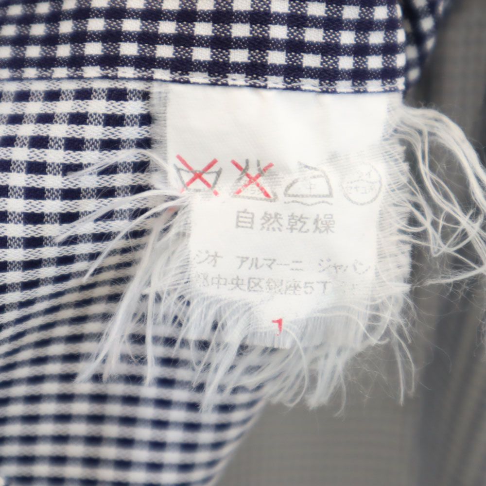 アルマーニコレッツォーニ ギンガムチェック柄 長袖 シャツ S ネイビー×白 ARMANI COLLEZIONI メンズ