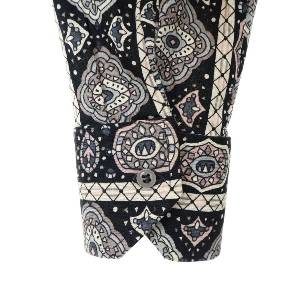 PIER イタリア製 ウール 総柄 長袖 シャツ 黒系 メンズ