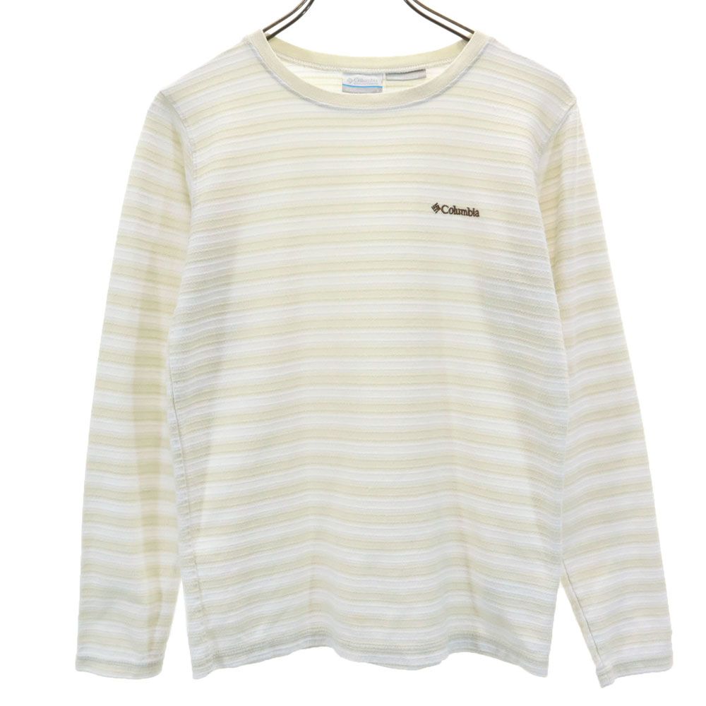 コロンビア アウトドア ボーダー柄 長袖 OMNI-WICK ロングシャツ S ホワイト Columbia ロンT メンズ