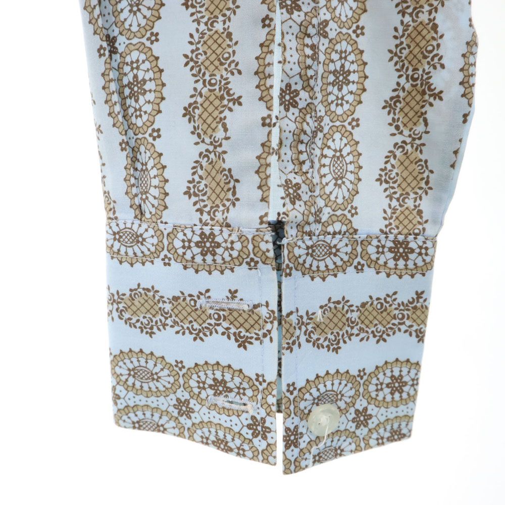 Sampl 80s ヴィンテージ 総柄 長袖 シャツ ライトブルー メンズ