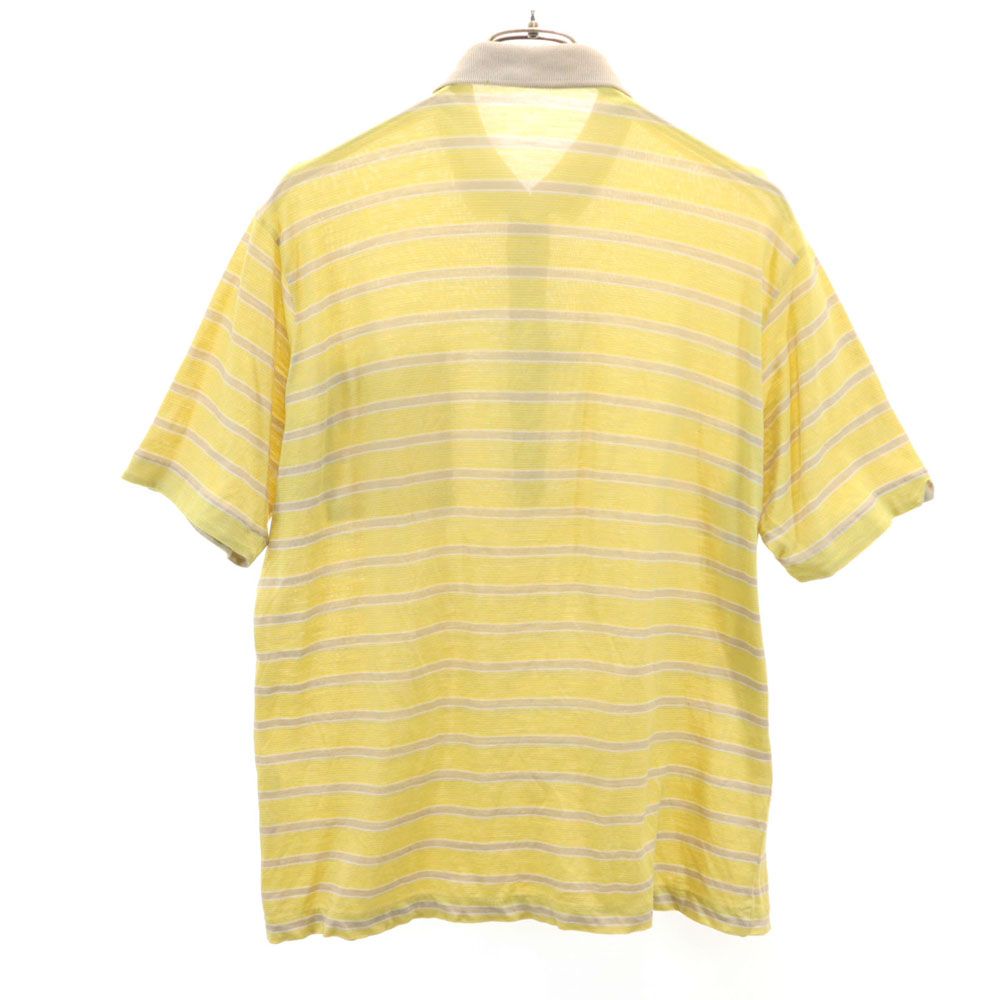 YVES SAINT LAURENT イヴサンローラン 90s オールド 日本規格 ボーダー 半袖 ポロシャツ L イエロー系 メンズ