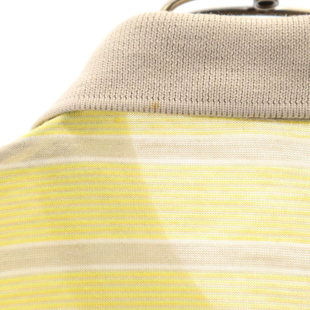 YVES SAINT LAURENT イヴサンローラン 90s オールド 日本規格 ボーダー 半袖 ポロシャツ L イエロー系 メンズ