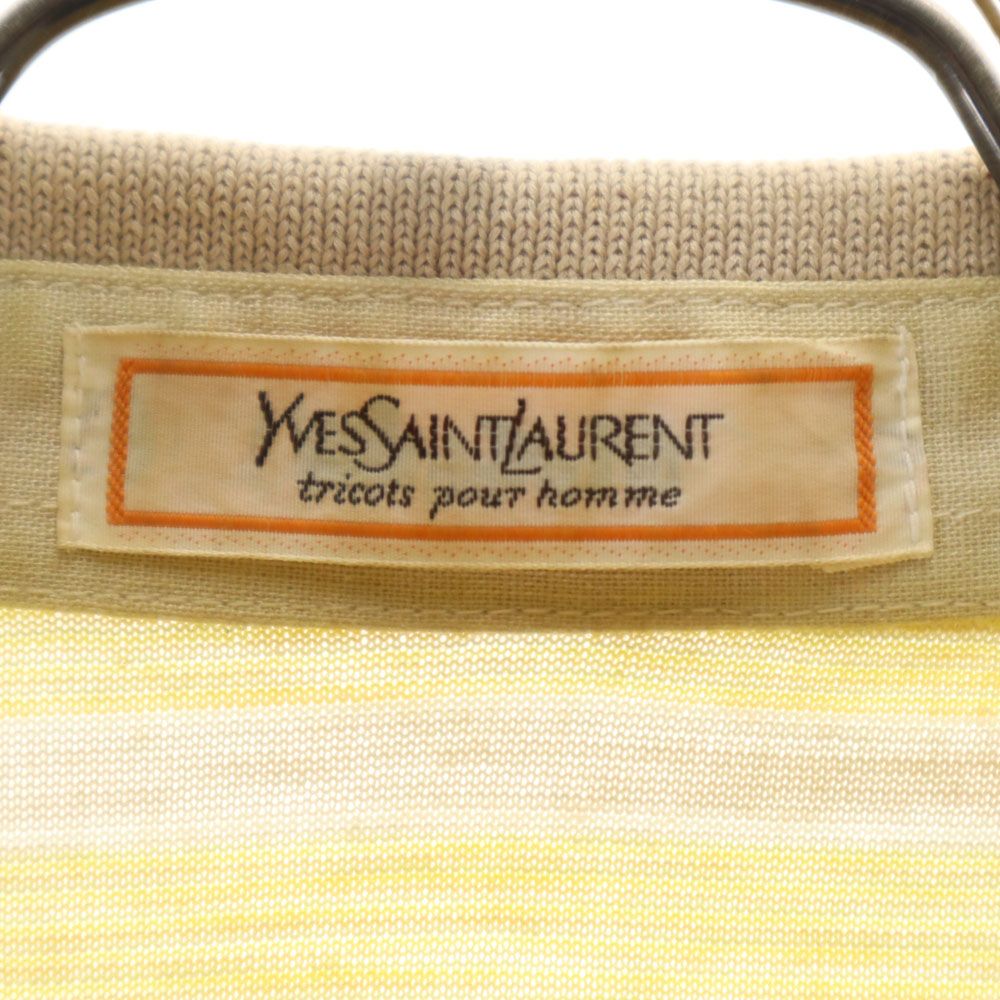 YVES SAINT LAURENT イヴサンローラン 90s オールド 日本規格 ボーダー 半袖 ポロシャツ L イエロー系 メンズ