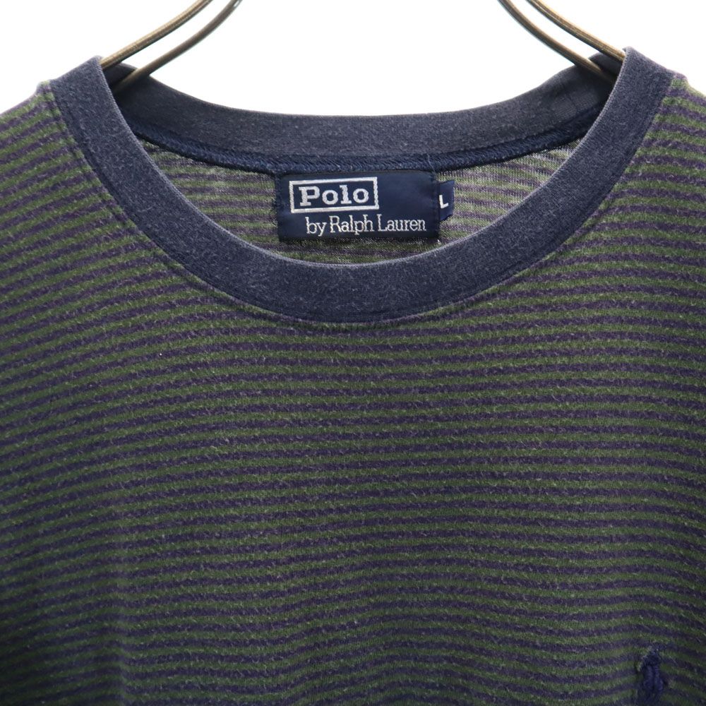 Polo by Ralph Lauren ポロバイラルフローレン 日本製 ボーダー柄 半袖 Tシャツ L 紺紫 メンズ