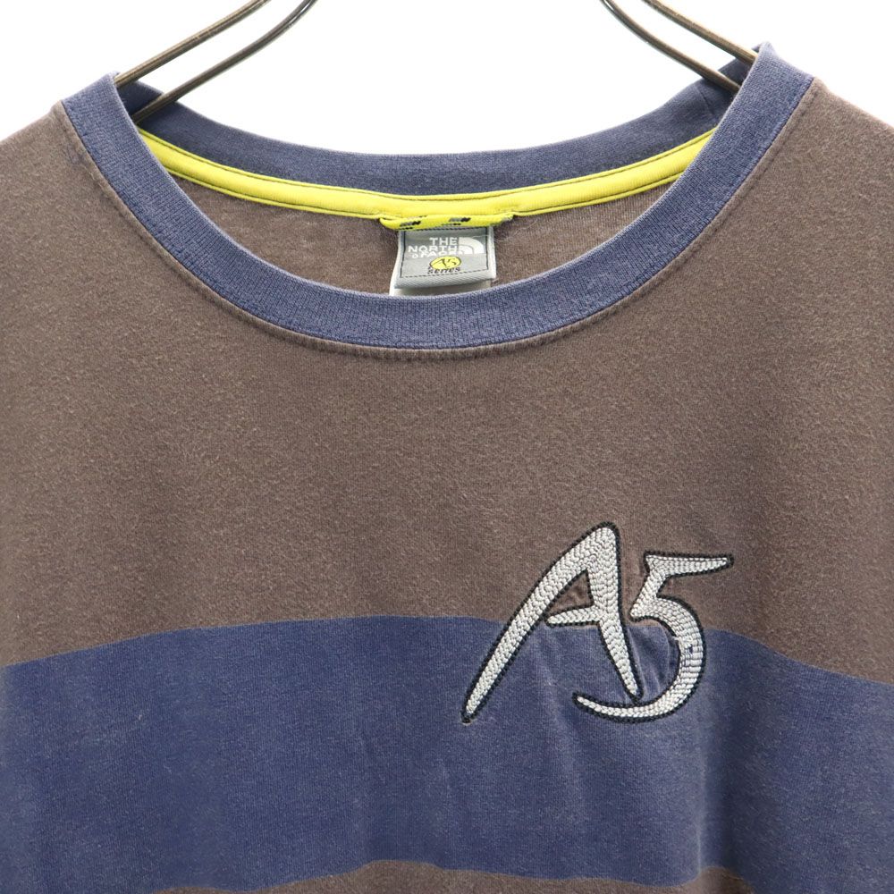 THE NORTH FACE ザノースフェイス AT01389 半袖 アウトドア トリム Tシャツ M グレー×ブルー リンガー メンズ