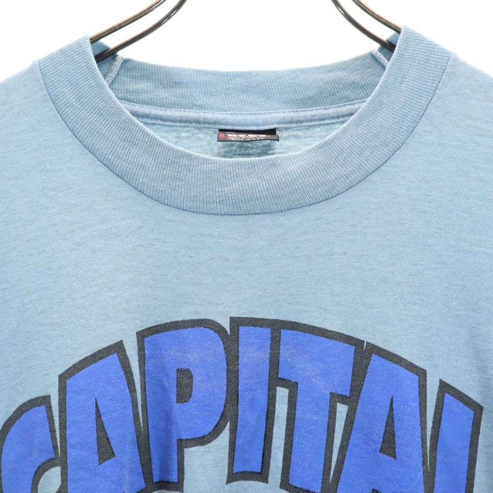 フルーツオブザルーム 90s BEST USA製 オールド プリント 半袖 Tシャツ L ブルー FRUIT OF THE LOOM メンズ