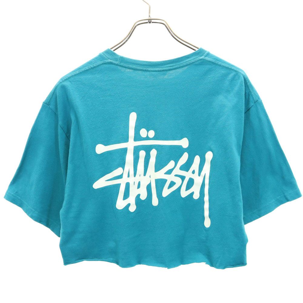 ステューシー バックプリント 半袖 カットオフ Tシャツ M ブルー系 STUSSY メンズ