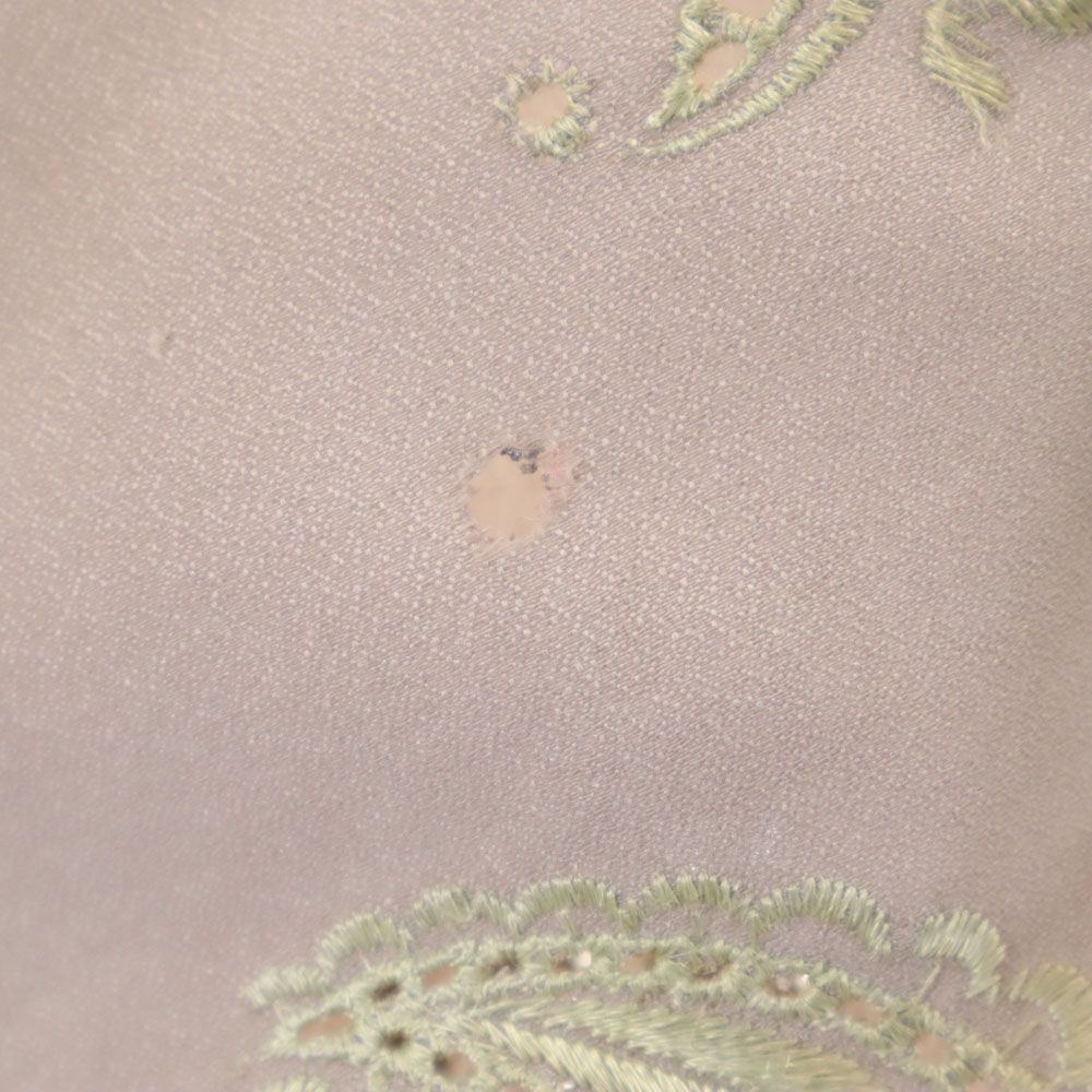 Fine Lilac ペイズリー刺繍 5分袖 オープンカラー シャツ ブラウングレー系 Fine Lilac メンズ