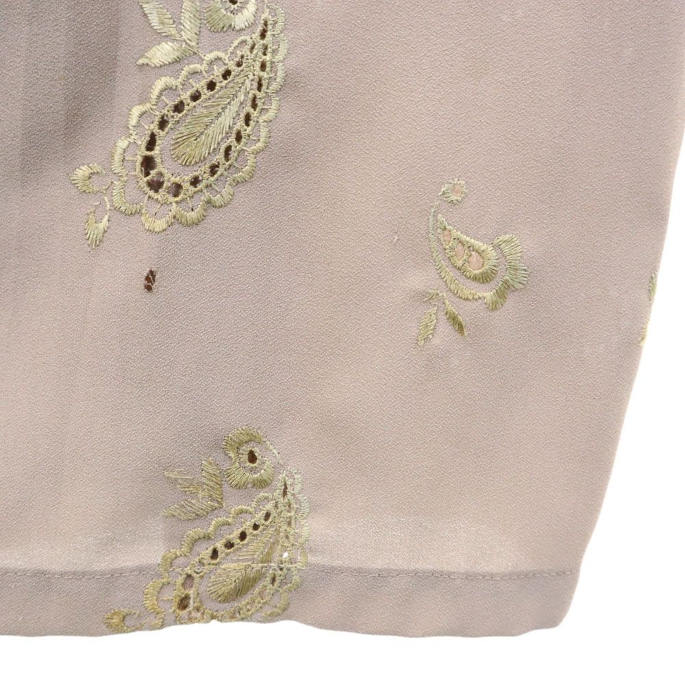 Fine Lilac ペイズリー刺繍 5分袖 オープンカラー シャツ ブラウングレー系 Fine Lilac メンズ