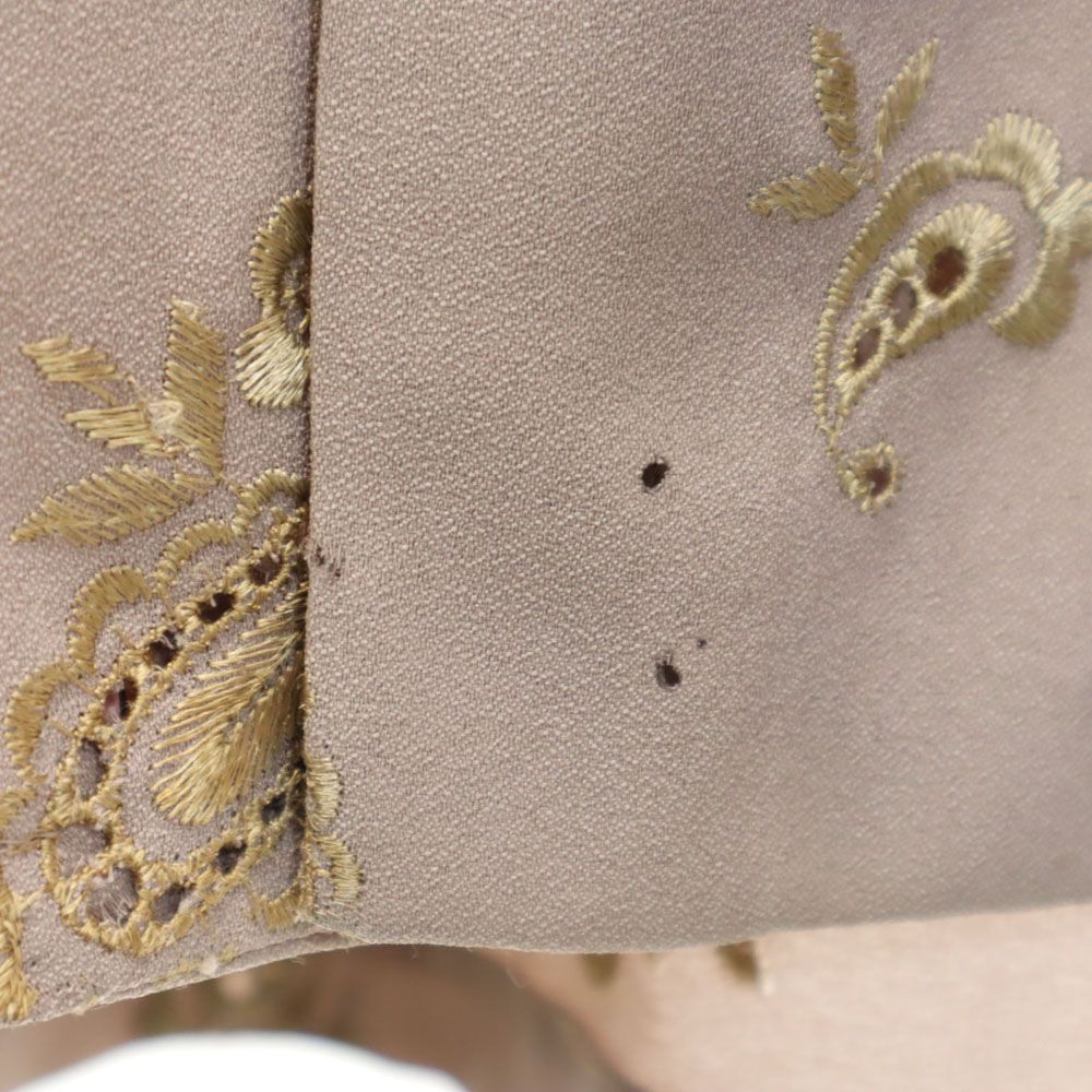 Fine Lilac ペイズリー刺繍 5分袖 オープンカラー シャツ ブラウングレー系 Fine Lilac メンズ