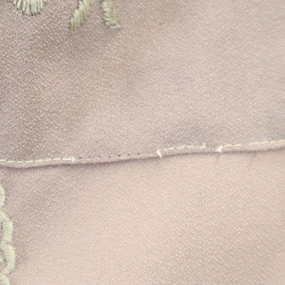 Fine Lilac ペイズリー刺繍 5分袖 オープンカラー シャツ ブラウングレー系 Fine Lilac メンズ