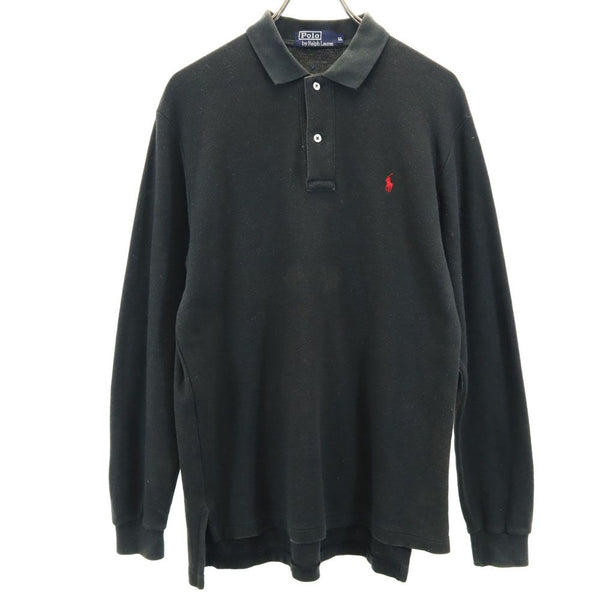 ポロバイラルフローレン 長袖 鹿の子 ポロシャツ LL ブラック Polo by Ralph Lauren メンズ