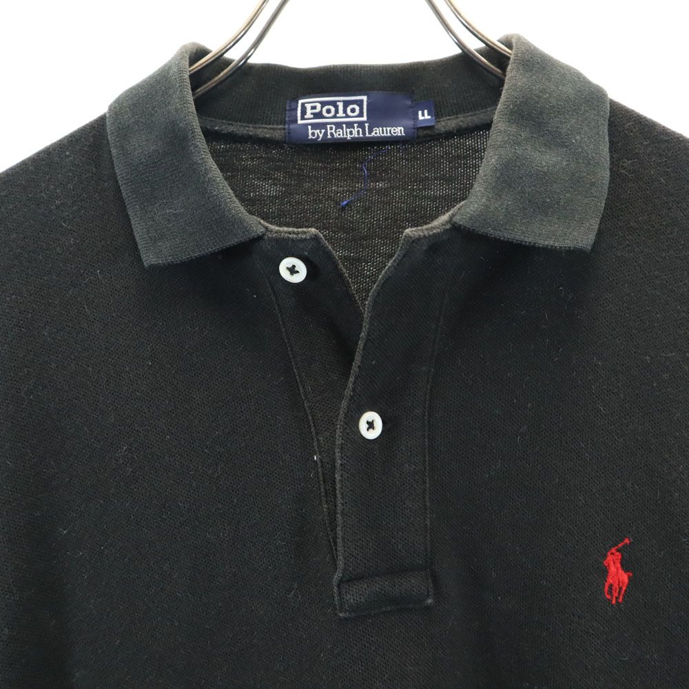 ポロバイラルフローレン 長袖 鹿の子 ポロシャツ LL ブラック Polo by Ralph Lauren メンズ