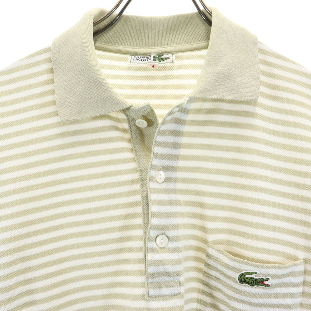 CHEMISE LACOSTE シュミーズラコステ ボーダー柄 半袖 鹿の子 ポロシャツ 4 ホワイト メンズ