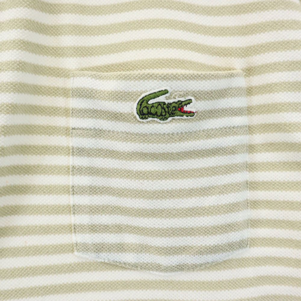 CHEMISE LACOSTE シュミーズラコステ ボーダー柄 半袖 鹿の子 ポロシャツ 4 ホワイト メンズ