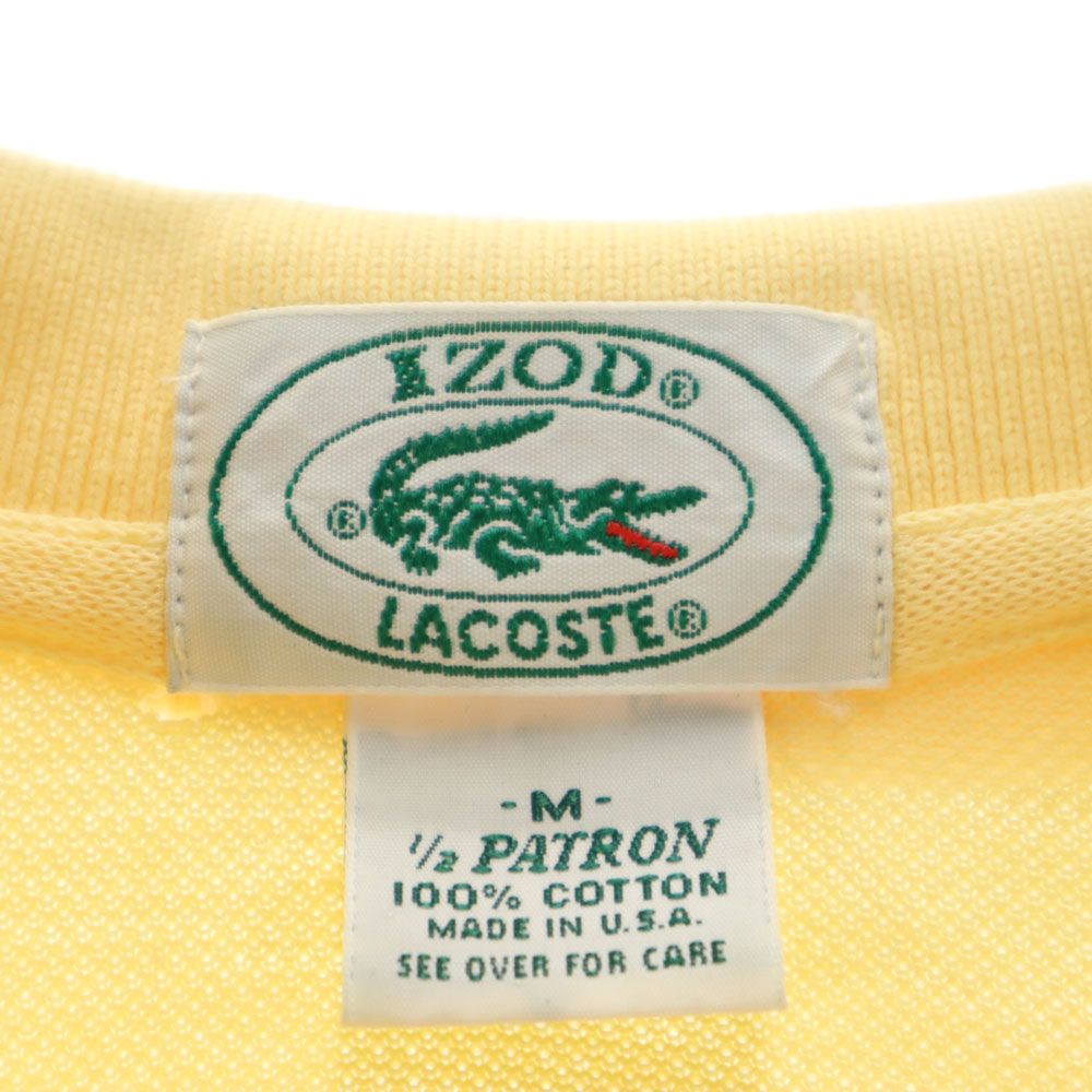 アイゾッドラコステ 90s USA製 オールド 半袖 鹿の子 ポロシャツ M イエロー IZOD LACOSTE メンズ
