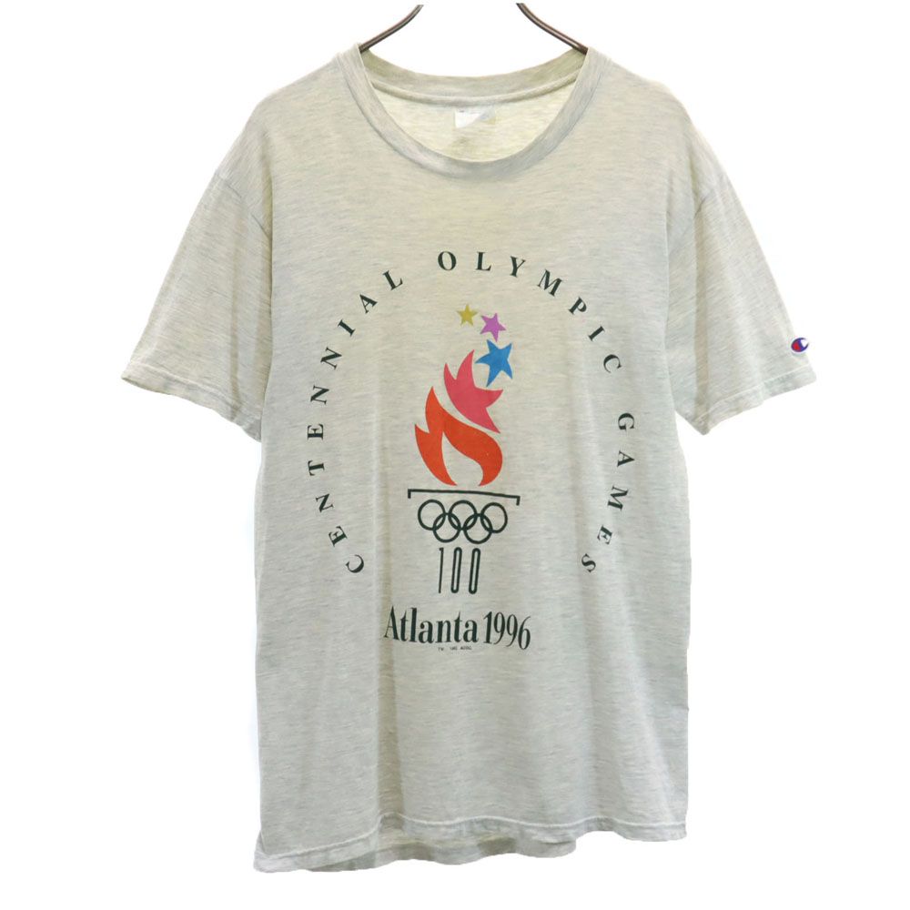 Champion チャンピオン 90s オールド アトランタオリンピック プリント 半袖 Tシャツ M グレー メンズ