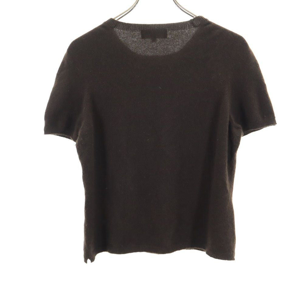 CASHMERE by poushal カシミヤ100％ 半袖 セーター 42 ブラウン ニット レディース